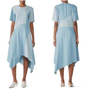 Colovos Blue Chambray Seamed Denim Midi Dress $595